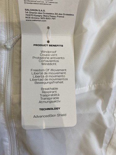 BNWT Womens Salomon Bonatti Cross Wind Running Jacket White Size XS - Picture 7 of 9