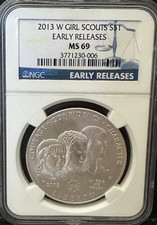 2013 Silver Dollar Girl Scouts Commemorative NGC MS69 Coin 