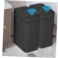  2 Pack - Skinny Trash Bin Sensor Motionlon Touchless 2.5 Gal Black - A x 2