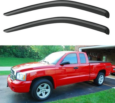 Window Visors 2005-2010 Dodge Dakota Extended/Club Cab, Dark Smoke Tinted 