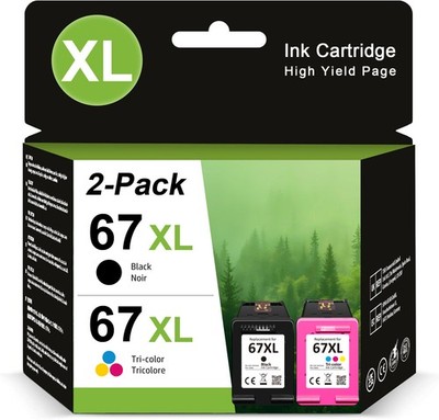 67XL Ink Cartridge for HP 67 Ink Deskjet 2700e 2752e 2755e 4155e Envy 6055e 6455