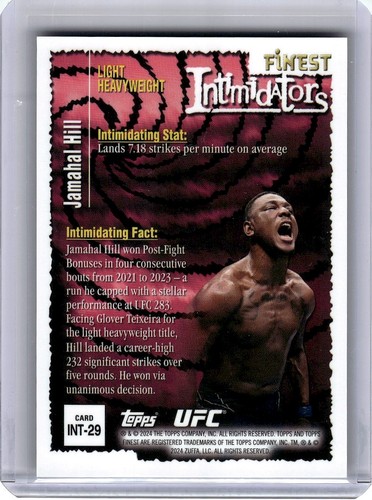 2024 Finest UFC Intimidators Gold Shimmer /39 Jamahal Hill S62 - Picture 2 of 2