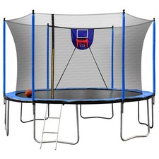 15ft Trampoline with Hoop, Inflator, Ladder  6 Extra Safety Net Sleeves
