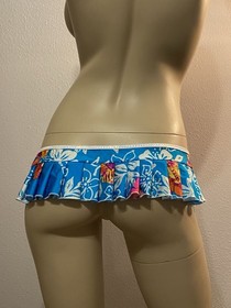 Sexy Micro Mini Blue Hawaiian Pleated Skirt Lingerie Rave Exotic Dance Stripper