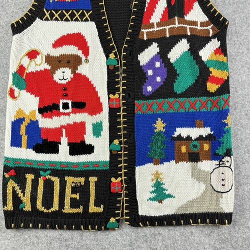 Maglione natalizio vintage Spice Of Life gilet donna M Noel vacanze Babbo Natale orso campane* - Foto 3 di 14