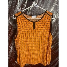 Liz Claiborne Orange and Black Sleeveless Printed Camisole