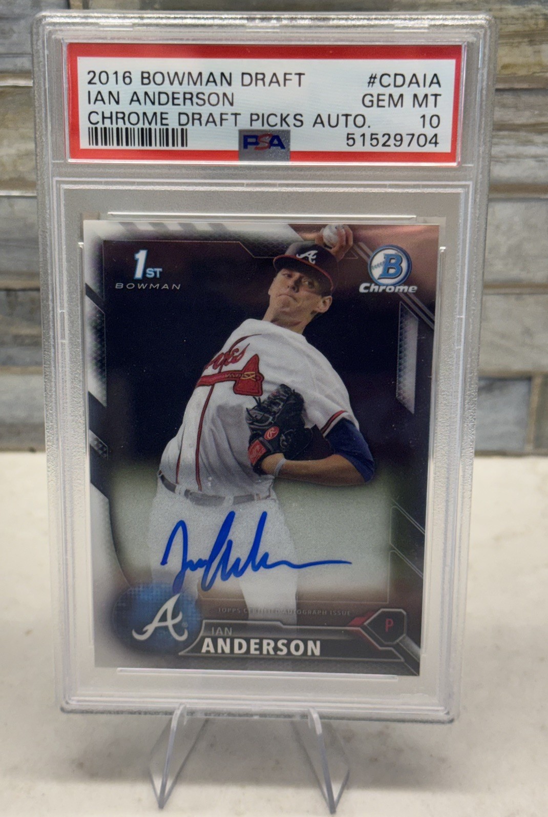 2016 BOWMAN CHROME DRAFT PICKS AUTO RC ROOKIE IAN ANDERSON PSA 10 #CDAIA