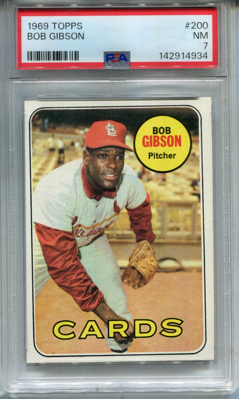1969 Topps #200 Bob Gibson PSA 7 NM St. Louis Cardinals