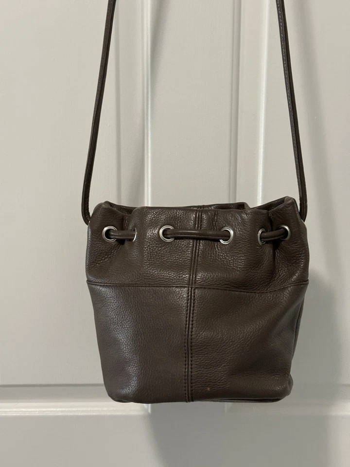 TIGNANELLO Cuero Negro Cordón Cubo Bolso de Mano de Hombro Cartera Bolso Cartera Foto 2 de 4