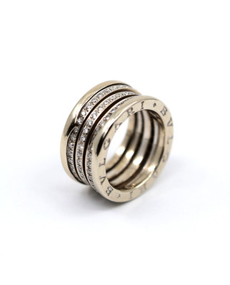 BVLGARI B.Zero1 4 Band 18K White Gold 3 Row 1.00ct Diamond Ring - Size 55 or 7