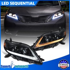 Projector Headlights Lamps For 2011-2020 Toyota Sienna Black Switchback Led Drl