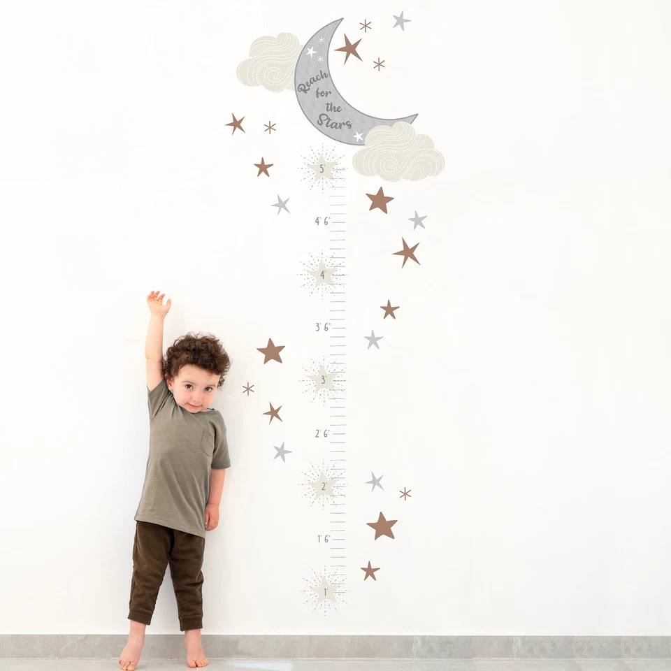Calcomanía/pegatina de pared con tabla de crecimiento de corderos e hiedra luna celestial y estrellas para niños pequeños/niños Foto 4 de 4