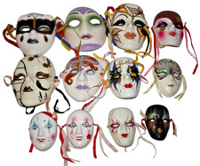 Lot of 12 Vintage Decorative Hand Painted Ceramic Mardi Gras Masquerade Masks