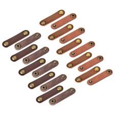 Leather Cable Straps Cord Organizer Cable Ties, Brown/Light Brown, 20pcs