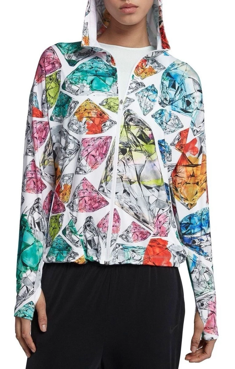 Nike Diamond Printed Hooded Hoodie Training Sweatshirt Stretch Athleisure Size S