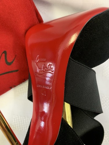 Christian Louboutin Black Suede Peep Toe stiletto shoes with Box, etc. - Picture 7 of 9