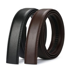 Luxury Men's Automatic Buckle Belt Ratchet Strap Black Brown Leather Strap Jeans