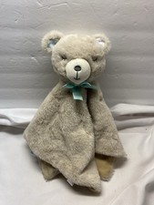 Kellytoy Tan Bear Green Bow Baby Security Blanket Lovey Plush Rattle