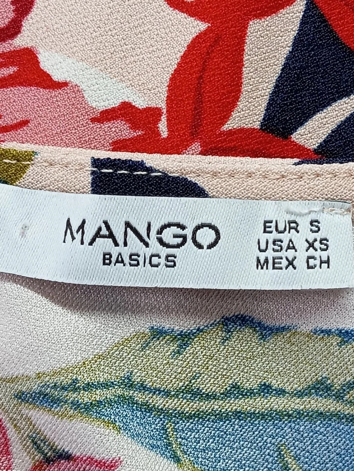 MANGO Vestido de Verano Mujeres Vestido Talla EU 36 rosa-verde-rojo look casual - Imagen 4 de 4