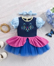 NEW Princess Ana Frozen Baby Girls Tutu Jumpsuit Headband Costume Halloween