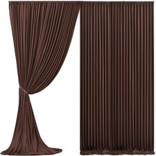 2 PCS 10x10 Ft Brown Backdrop Curtain Wrinkle Free Photo Drapes 5x10 Ft Each