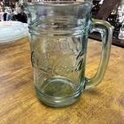 Vtg Coca-Cola/Coke Embossed Green Clear Glass Stein Mug 16 oz w/Handle