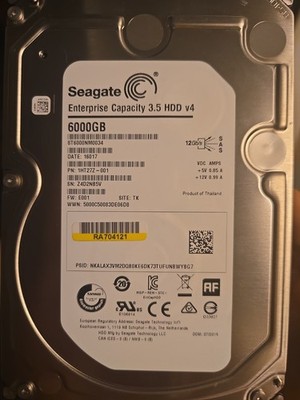 Seagate 6TB 3.5in SAS (not SATA!!!) 7200RPM HDD ST6000NM0034