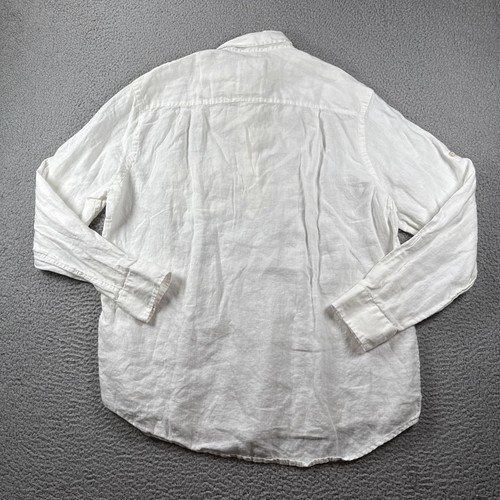 Tasso Elba Island Shirt Mens LARGE 16-16.5 White Roll Tab Sleeve Coastal Resort - Picture 6 of 9