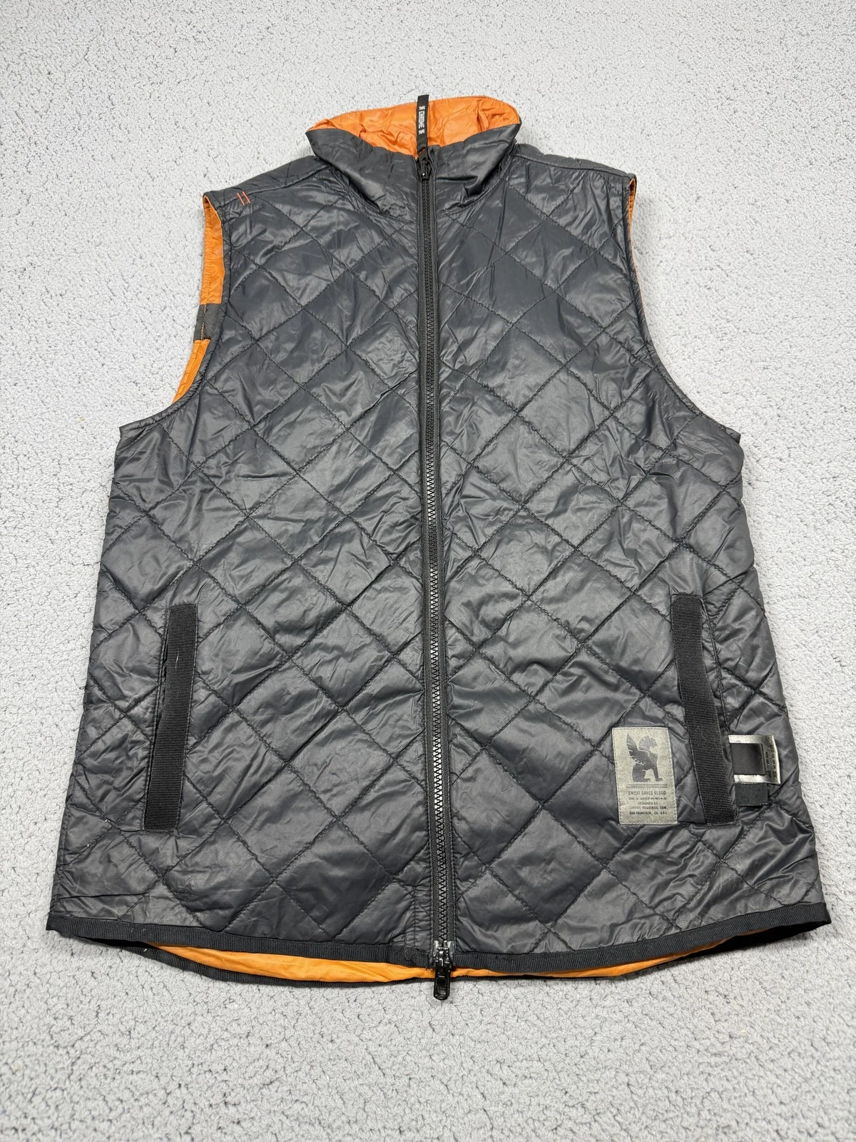 Chrome Vest Mens Medium Black Quilted Reversible Full Zip Cycling Reflective
Opens in a new window o