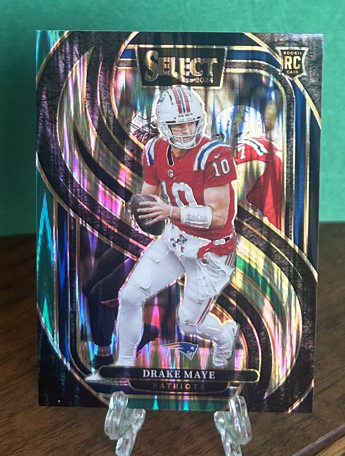 2024 Panini Select Premier Level Drake Maye #113 Black & Green Shock