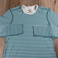 Patagonia Capilene 3 Midweight Crew Women's L Base layer Top Striped Teal Active