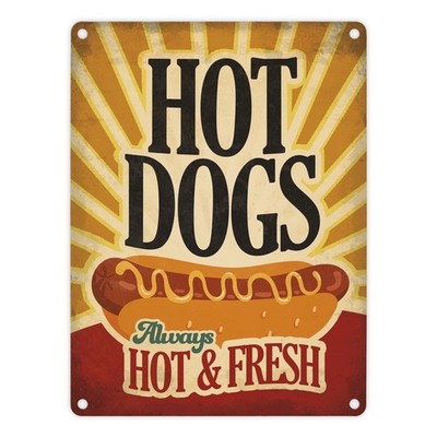 Metallschild mit American Diner Classics - Hot Dogs Motiv Blechschild Schild
