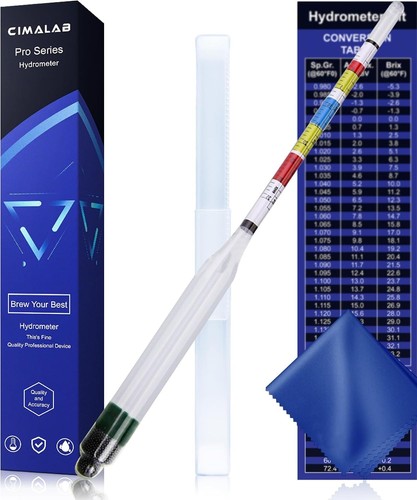 CIMALAB Hydrometer for Wine Mead Beer, Specific Gravity Alcohol Brix Tester