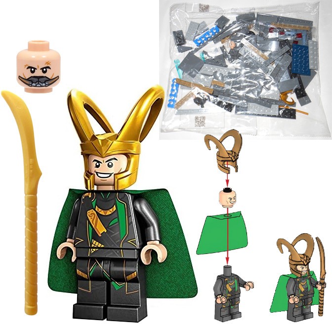 LEGO Loki minifigure & scepter (NEW, NEVER BUILT) Avengers 76269