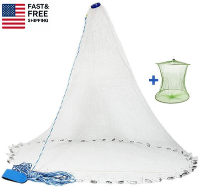 American Saltwater Fishing Cast Net for Bait Trap Fish 3Ft/4Ft/5Ft/6Ft/7Ft/8Ft/9