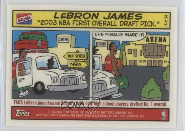 2003-04 Bazooka Comic Strip LeBron James #15 Rookie RC 1dm4