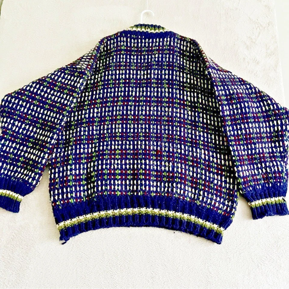 Suéter Campus Vintage Para Hombre Talla Grande Abuelo Grueso Tejido Mezcla Lana Retro Años 90 Foto 2 de 4