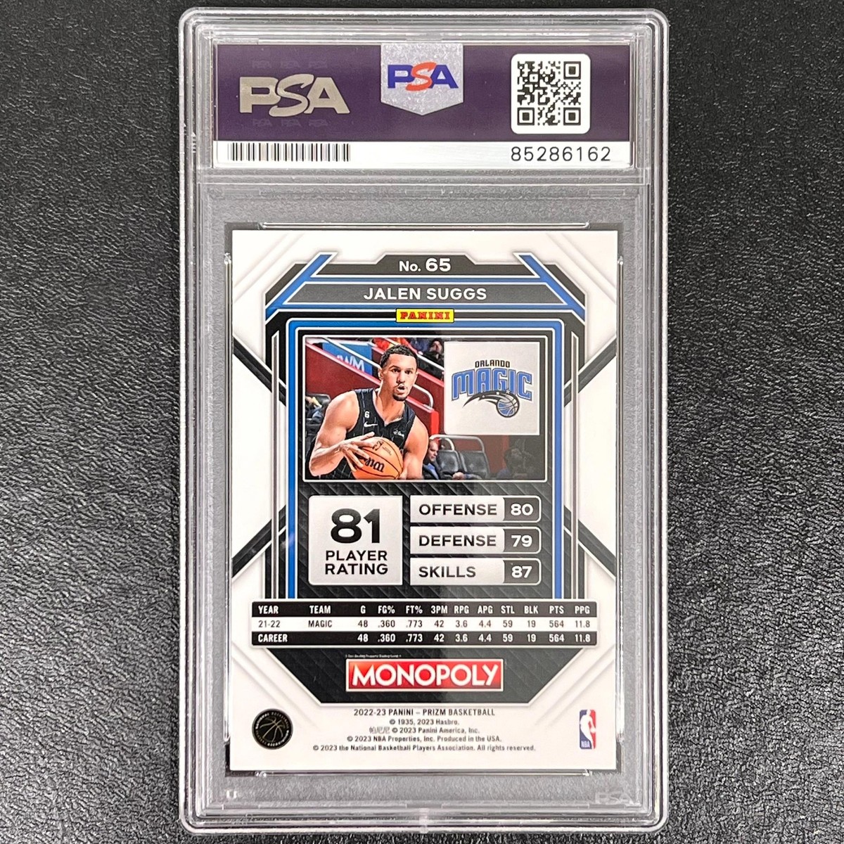 2022-23 Panini Prizm Monopoly #65 Jalen Suggs Signed Card AUTO PSA