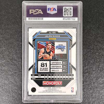 2022-23 Panini Prizm Monopoly #65 Jalen Suggs Signed Card AUTO PSA