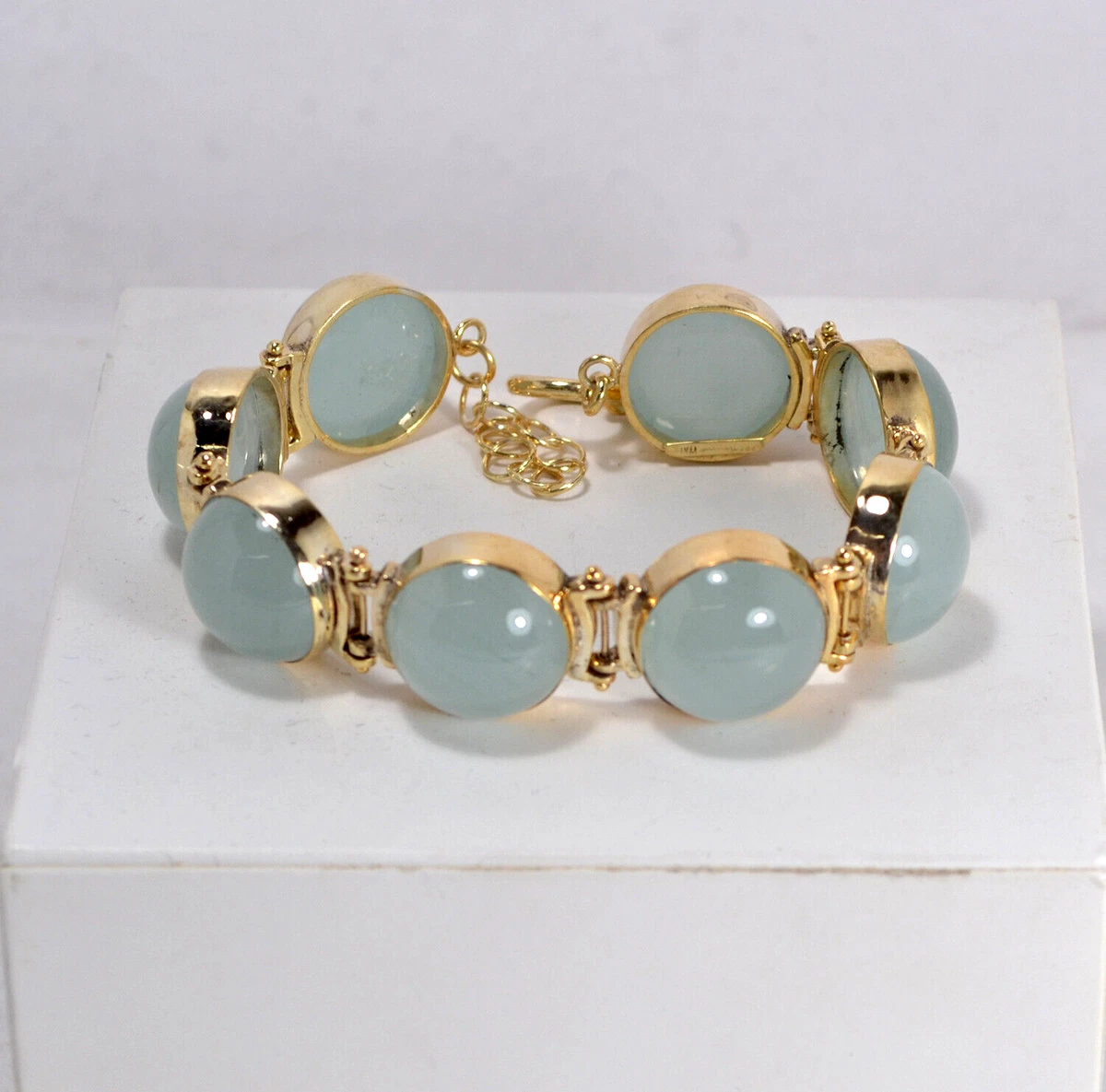 Bracciale Elastico Con Perle Di Acquamarina Vera 8 Mm – Fatto A Mano, Lunghezza 17-18 Cm, Pietra Preziosa Naturale ELEDORO