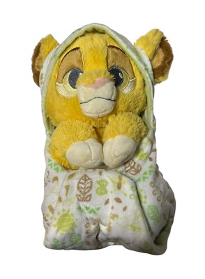 Disney Parks The Lion King Baby Simba Plush Doll Toy with Blanket Pouch 10''