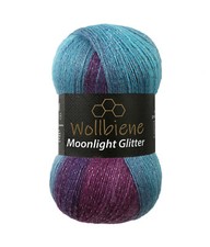 Wollbiene Moonlight Glitter Batik Metallic Wolle Farbverlauf Mohair 100g 