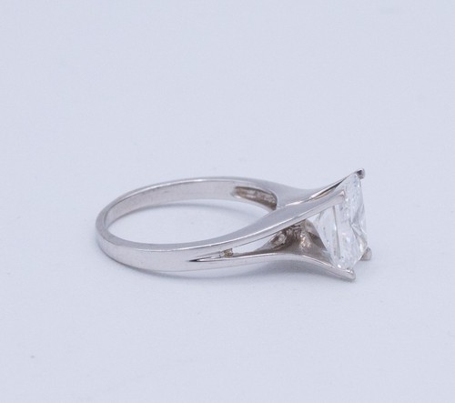 14KT White Gold 1.50ct CZ Solitaire Cathedral Split Shank Engagement Ring Size 5 - Picture 5 of 13