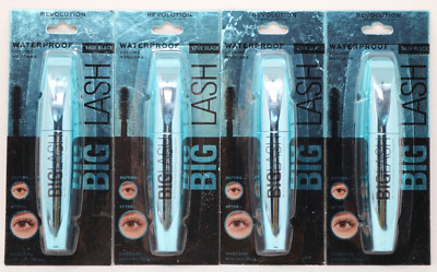 MAKEUP REVOLUTION WATERPROOF VOLUME MASCARA TRUE BLACK 0.28OZ EA NIP Lot of 4