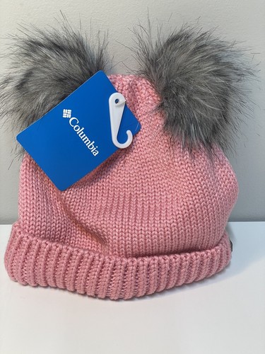 NEW Columbia Youth Snow Problem II Beanie One Size Columbia Pink Double Pom - Picture 3 of 4