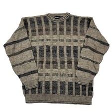 VTG Gr fico Italia Men  s Checkered Textured Grandpa Knit Sweater Wool Sz Large