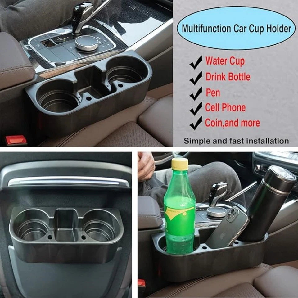 US STOCK Portavasos Coche Asiento Costura Hueco Cuña Taza Botella Bebida Caja Soporte Organizador Foto 2 de 4