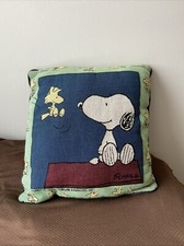 VTG Snoopy And Woodstock On The Doghouse Pillow Square Schulz 15 x16