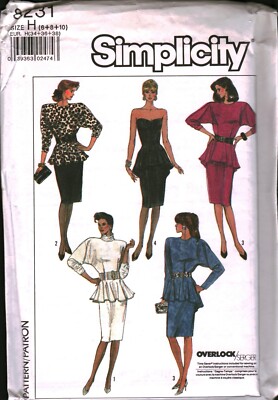 8231 Vintage Simplicity SEWING Pattern Misses 1980s Dresses Straight Skirt  OOP | eBay