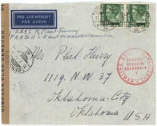 Neth Indies, WW2 Airmail, 1941 "Trans Tasman" Cover w/40c Pair, Soerabaja Censor